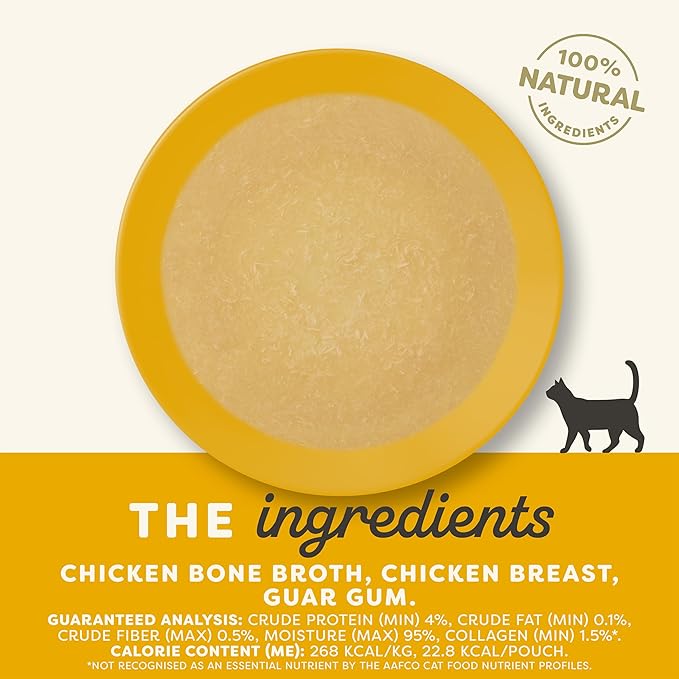 Applaws Natural Bone Broth Wet Cat Food Topper, Limited Ingredient Bone Broth for Cats, Wet Food Topper for Cats with No Artificials, Chicken Breast Bone Broth Topper (12 x 3oz Spout Pouches)