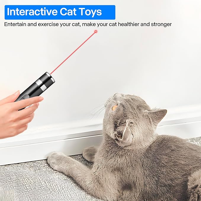 2 Pack Cat Toys, Cat Toy Red Pointer for Indoor, Rechargeable, 5 Adjustable Patterns, 3 Modes Training Chaser Pet Toy Pointer, Interactive Pet Cat/Dog Toy for Cats Fun Playing Exercise(Black)