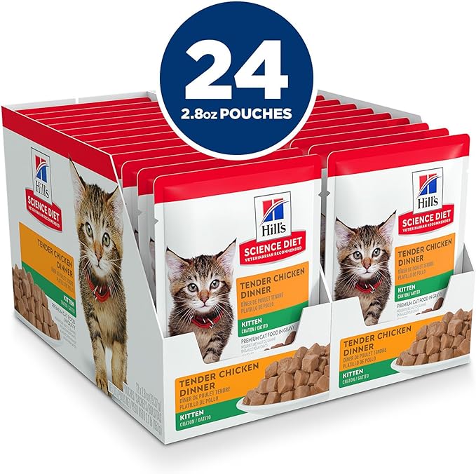 Hill's Science Diet Kitten, Kitten Premium Nutrition, Wet Cat Food, Chicken Stew, 2.8 oz Pouch, Case of 24