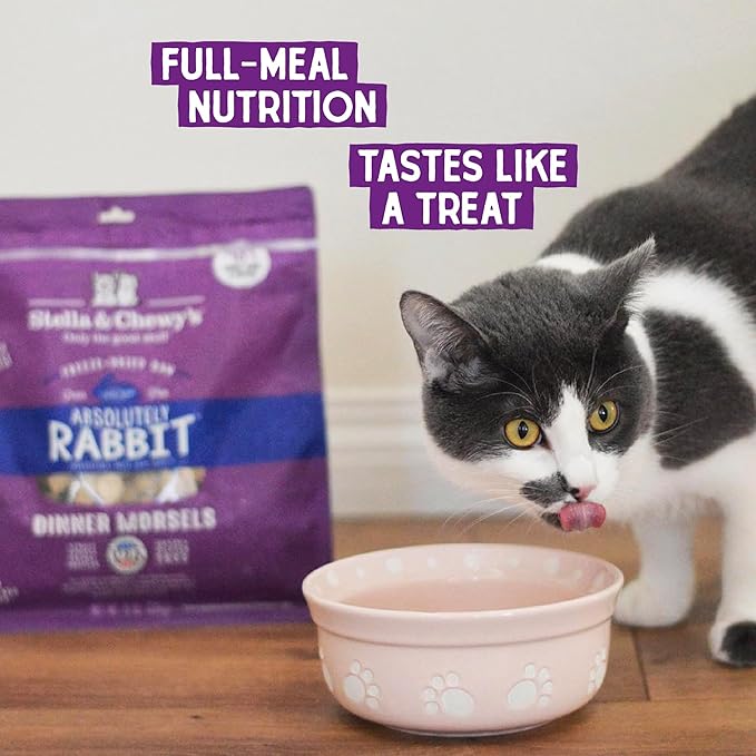 Stella & Chewy's Freeze-Dried Raw Cat Dinner Morsels – Grain Free, Protein Rich Cat & Kitten Food – Absolutely Rabbit Recipe – 3.5 oz Bag
