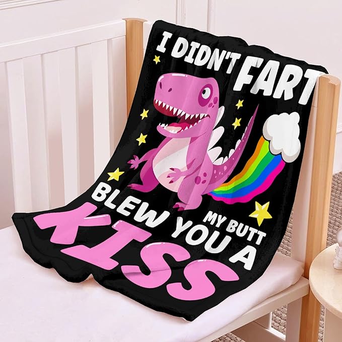 Funny Dinosaur Blanket Gift for Girls Boys- 60x80 Inches Soft Flannel Dino Throws Blankets Funny Gift for Teen Women Men Adult Cute Dinosaur Lover Gifts for Bed Sofa Couch-Twin Size
