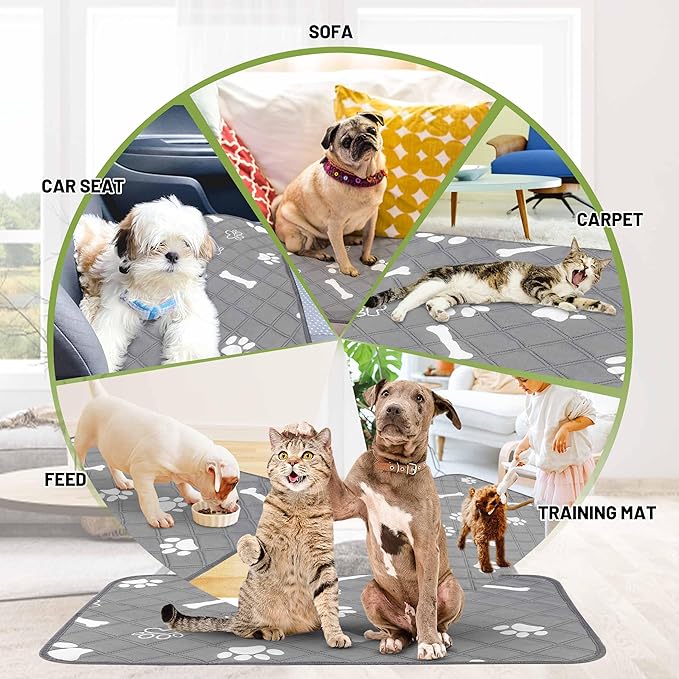 PatiencET Washable Pee Pads for Dogs, 18'' x 24" Reusable Puppy Pads with Super Absorbent, 4 Pack Puppy Potty Pads with Waterproof Bottom for Pet Training, Housebreaking and Incontinence