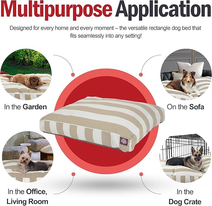 Majestic Pet Rectangle Small Dog Bed Washable – Non Slip Comfy Pet Bed – Dog Crate Bed with Removable Washable Cover – Dog Kennel Bed for Sleeping - Dog Bed Small Breed 27x20x4 Inch – Sand Beige