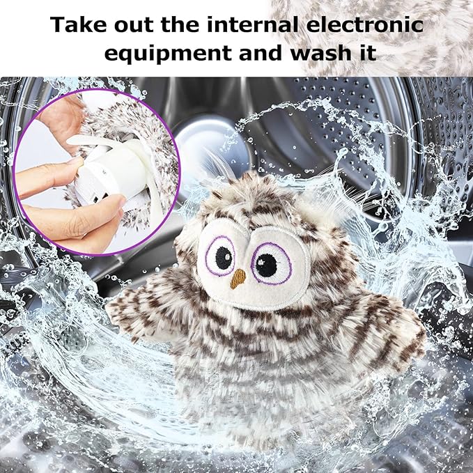 Interactive Flapping Wings Owl Cat Toys,Bird Sound Catnip Toys for Cats,Rechargeable 3 Vibration Modes Indoor cat Toy,for Prevent Boredom