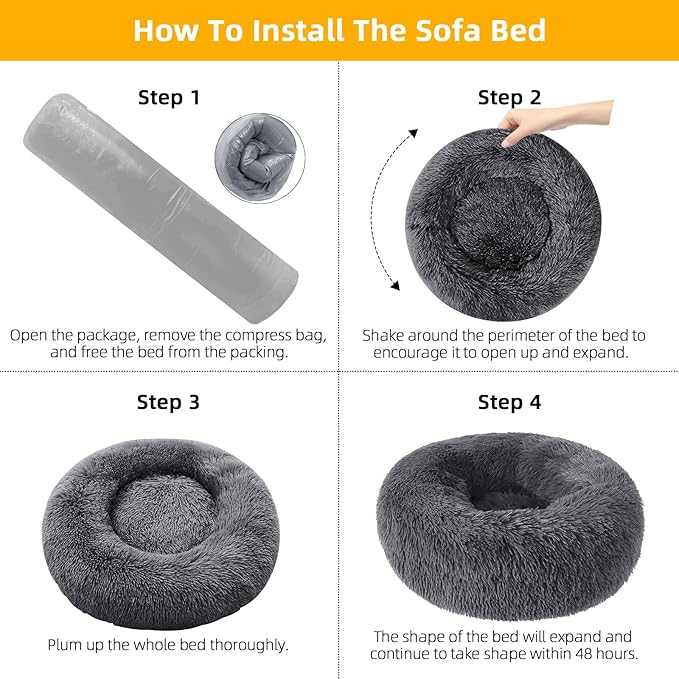 Nisrada Dog Bed for Large Dogs, 56 inch Calming Dogs Bed, Washable-Round Cozy Soft Pet Bed for Large Dogs with Slip-Resistant Bottom