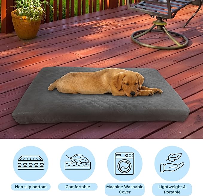 PETMAKER Water-Resistant Dog Bed - 2-Layer Memory Foam Dog Bed with Removable Washable Cover and Non-Slip Bottom - 36in Large Pet Bed for Dogs up to 75lbs (Gray)