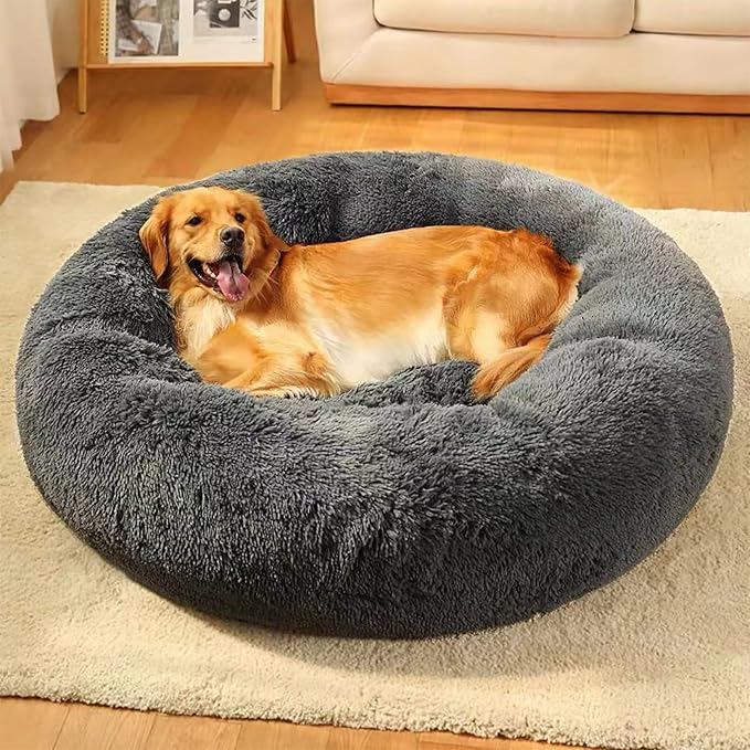 Nisrada Dog Bed for Small Medium Large Dogs, 27 inch Calming Dogs Bed, Washable-Round Cozy Soft Pet Bed for Puppy and Kitten with Slip-Resistant Bottom