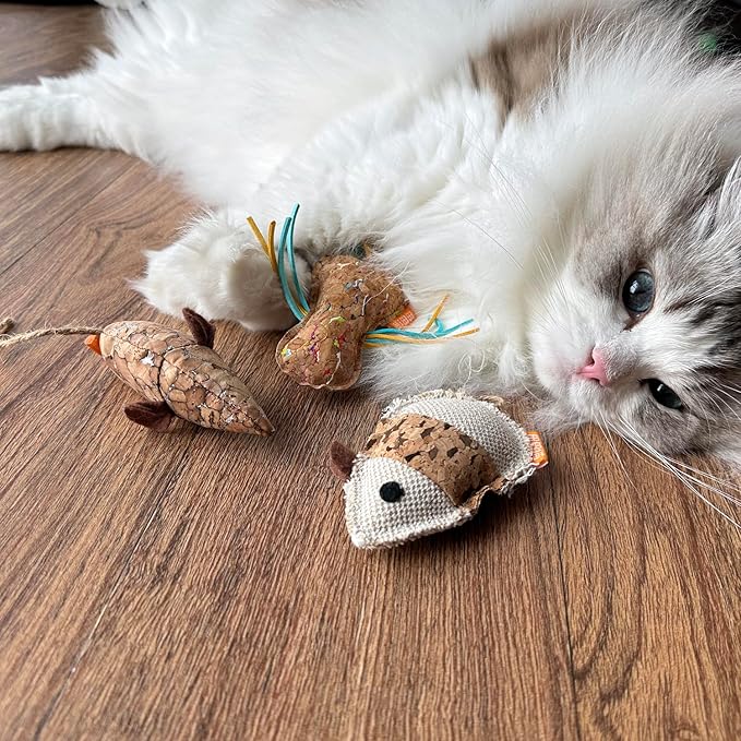 Cat Mouse Toy with Catnip Matatabi Silvervine,Cat Chew Toy,Interactive Catch Play Mouse Toy for Indoor Cats,Kittens.