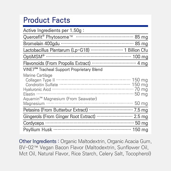 Respiratory Guardian for Dogs - Supports Lung Health, Nasal, Bronchial and Tracheal, Vegan Bacon Flavor (135g) with Quercefit® and Respiratory Probiotics