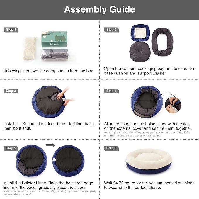 Love's cabin Round Donut Cat and Dog Cushion Bed, 25in Pet Bed for Small or Medium Dogs, Anti-Slip & Water-Resistant Bottom, Soft Durable Fabric Pet Beds, Washable Calming Cat & Dog Bed Navy
