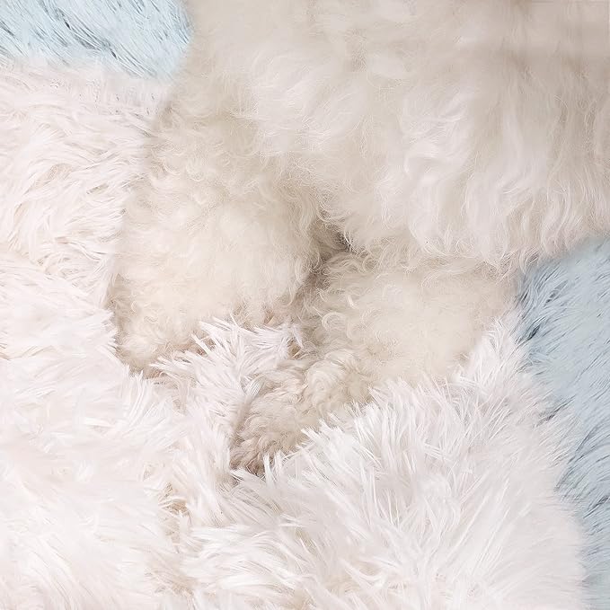 NOYAL Dog Bed Round Hooded Plush Cat Cave Donut Anti Anxiety Fluffy Dog Bed for Small Medium Dog and Cat