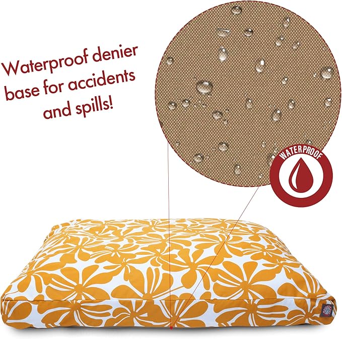 Yellow Plantation Small Rectangle Indoor Outdoor Pet Dog Bed With Removable Washable Cover By Majestic Pet Products