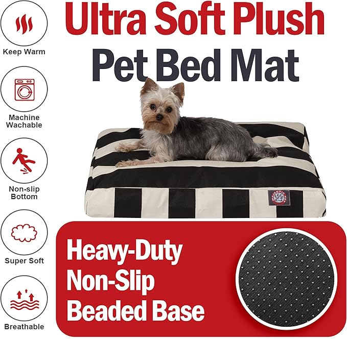 Majestic Pet Rectangle Small Dog Bed Washable – Non Slip Comfy Pet Bed – Dog Crate Bed with Removable Washable Cover – Dog Kennel Bed for Sleeping - Dog Bed Small Breed 27x20x4 Inch – Black