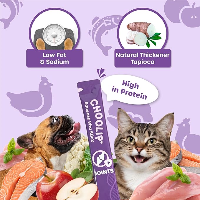 Squeeze Vita Stick Lickable Treats for Dogs & Cats. 49 Joint Support Sticks with Essential multivitamins. Soft and Tasty Paste for All Life Stages, Supporting Joints Health