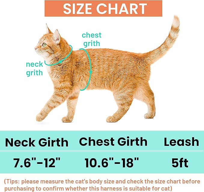 Cat Harness and Leash Escape Proof for Walking Travel Outdoor - Cute Strawberry Nylon Adjustable Cute Cat Harness Leash Set with Airtag Holder for Small Large Cats