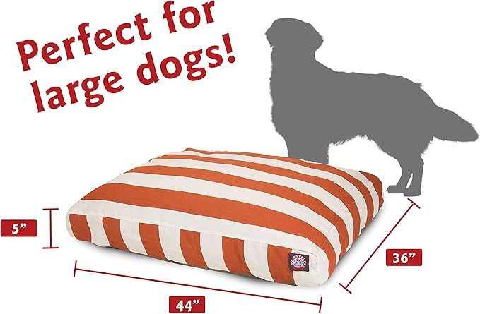 Majestic Pet Rectangle Large Dog Bed Washable – Non Slip Comfy Pet Bed – Dog Crate Bed with Removable Washable Cover – Dog Kennel Bed for Sleeping - Dog Bed Large Breed 44x36x5 Inch – Burnt Orange