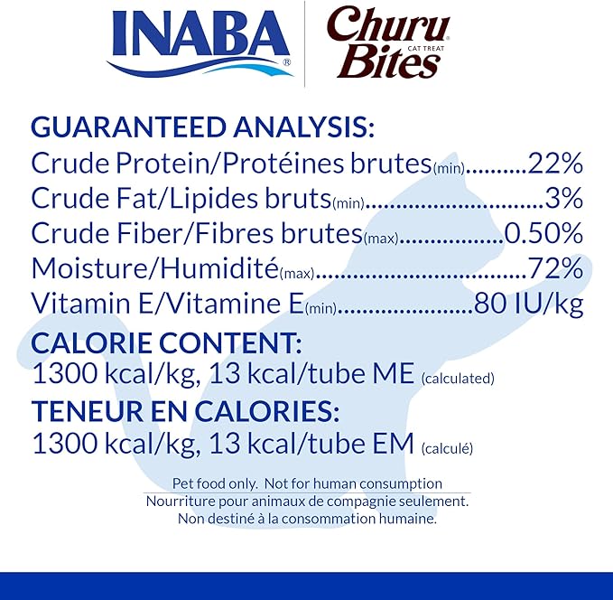 INABA Churu Bites for Cats, Soft Baked Chicken Churu Filled Cat Treats with Green Tea Extract, 0.35 Ounces Each Tube, 18 Tubes Total (3 per Pack), Chicken Recipe