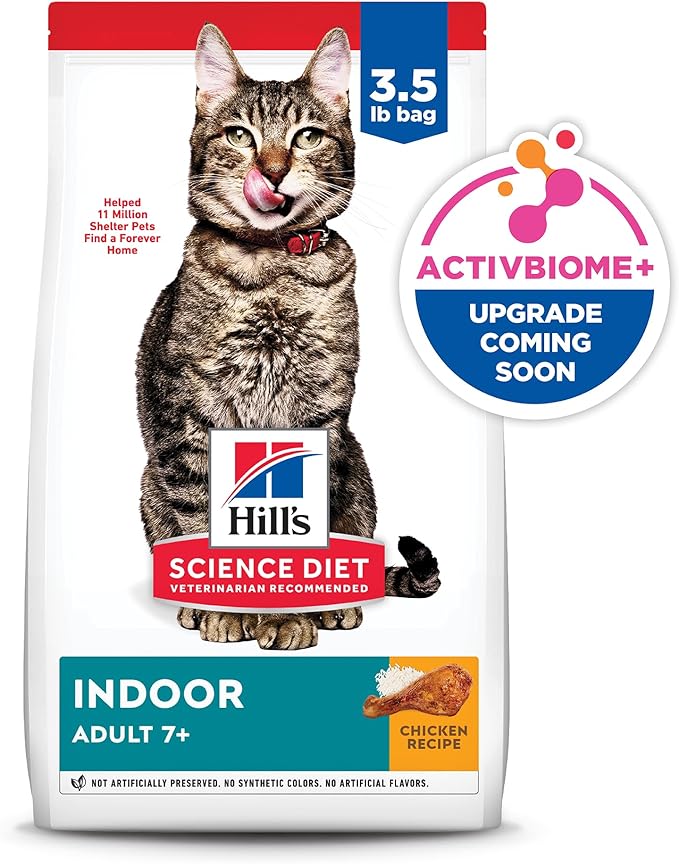 Hill's Science Diet Indoor, Senior Adult 7+, Easy Litter Box Cleanup, Dry Cat Food, Chicken Recipe, 3.5 lb Bag