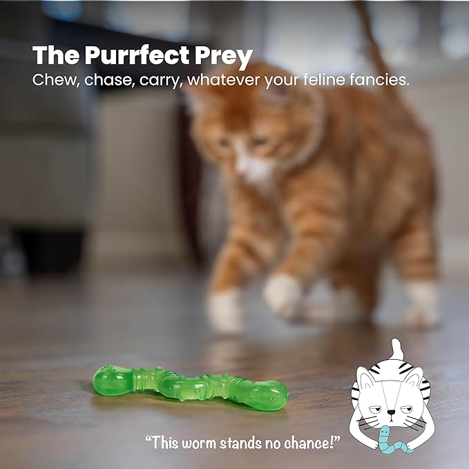 Catstages Orkakat Wiggle Worm Dental Catnip Cat Chew Toy, Assorted Color