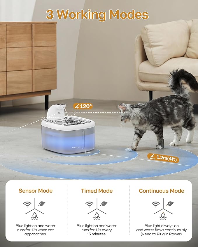 Wireless Cat Water Fountain with Stainless Steel Lid, 118oz/3.5L Quiet Cordless Cat Drinking Fountain with Replacement Filters, Automatic Pet Water Dispenser for Cats, Dogs