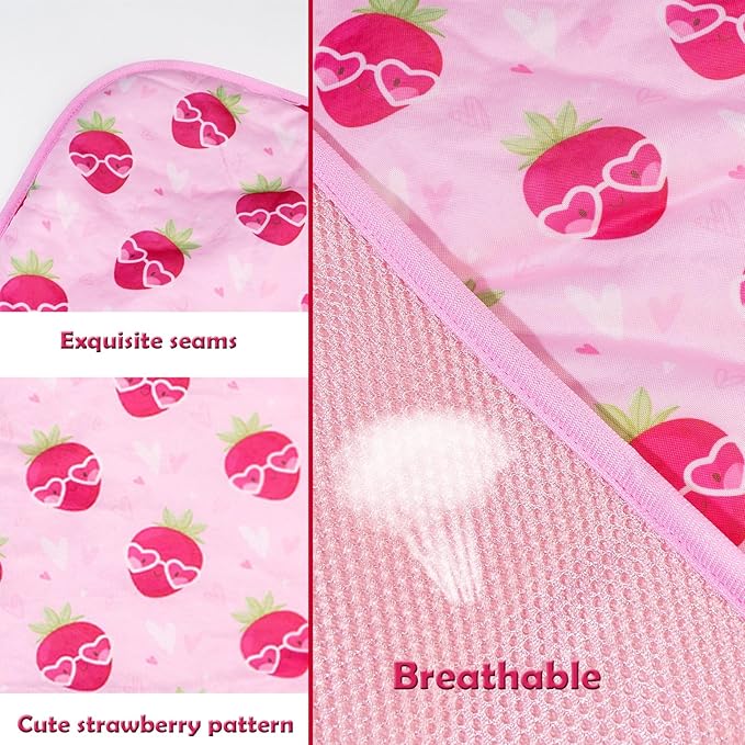 Dog Ice Pad Ice Silk Cats Kennel Mat Pet Cooling Pad Summer Cool Bamboo Mat Breathable Pad (Strawberry, S)