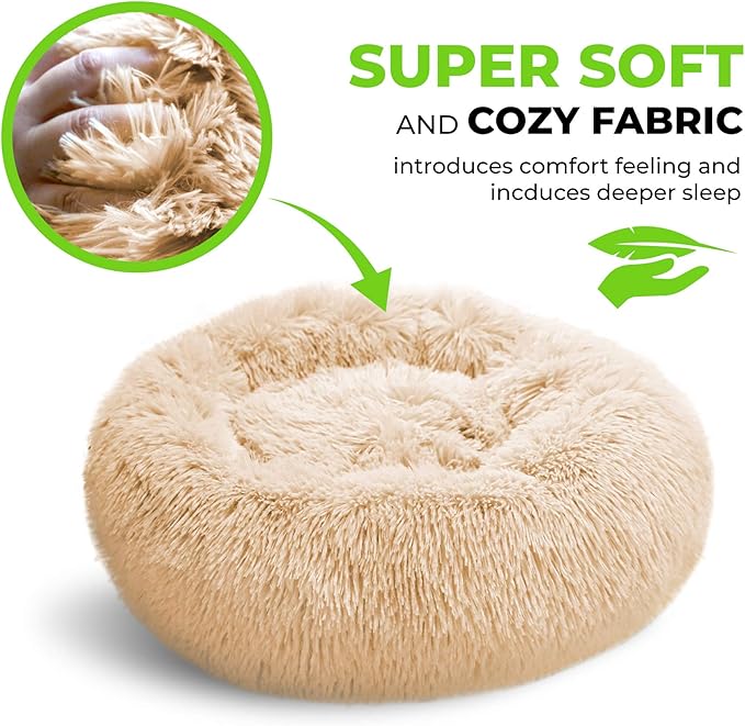 Whiskers & Friends Cat Bed, Cat Beds for Indoor Cats Washable, Small Dog Bed Calming Pet Bed, Cat Beds & Furniture, Large Cat Bed, Kitty Kitten Bed