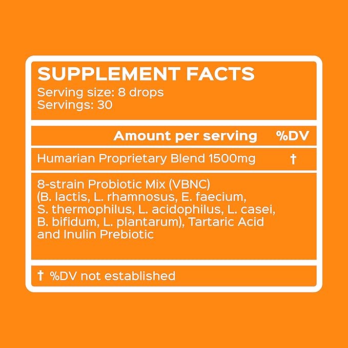 Humarian Probonix Dog Probiotic Drops - 8-Strain Probiotics for Dogs to Support Gut Health, Dental Health and More - 45 Billion CFUs - 30-Day Supply - Liver Flavor