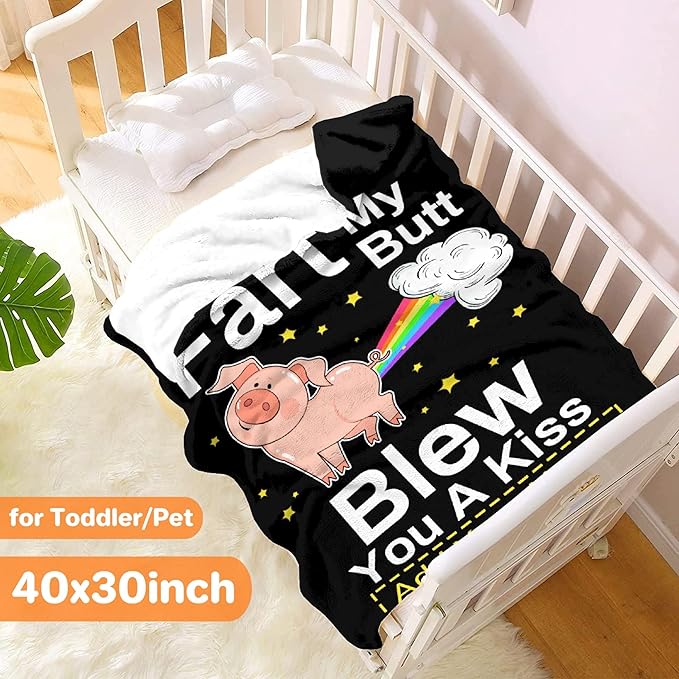 Custom Funny Pig Blanket Gift for Men Women, 90x120 Inches Soft Flannel Cozy Throws Blankets Funny Gift Idea for Adult Teen Kids Girls Boys Animals Pattern for Birthday Christmas Bed Sofa Couch