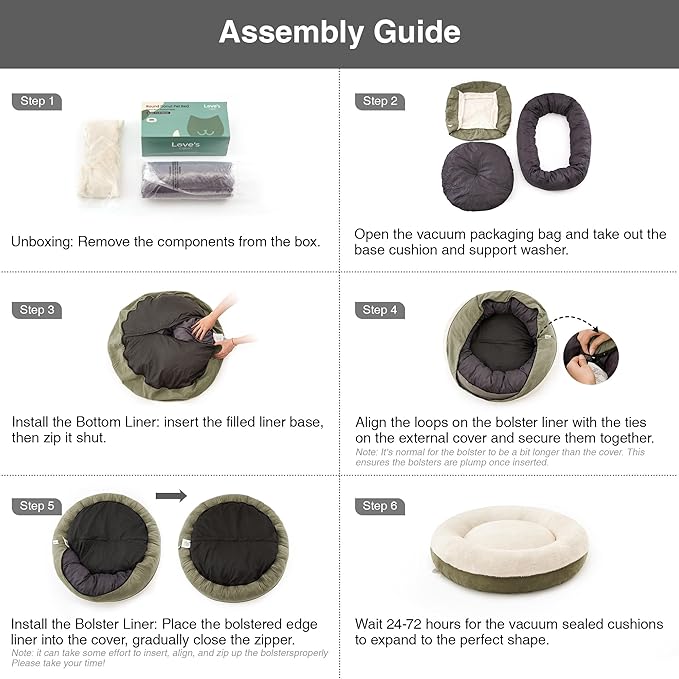 Love's cabin Round Donut Cat and Dog Cushion Bed, 25in Pet Bed for Small or Medium Dogs, Anti-Slip & Water-Resistant Bottom, Soft Durable Fabric Pet Beds, Washable Calming Cat & Dog Bed Olive Green