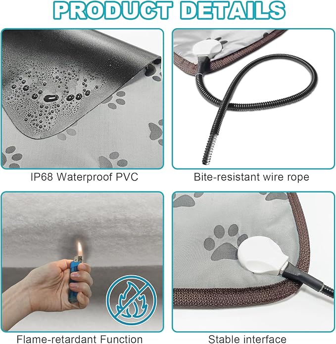 Large Dog Heating Pad 34 x 21in, Electric Heating Pads for Pets, Heated Dog Bed Mats Controller-Free, Automatic Constant Temperature Pet Heating Pad, Whelping Heating Pad