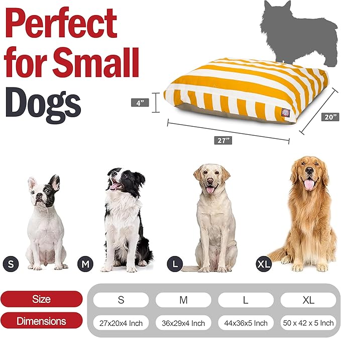 Majestic Pet Rectangle Small Dog Bed Washable – Non Slip Comfy Pet Bed – Dog Crate Bed with Removable Washable Cover – Dog Kennel Bed for Sleeping - Dog Bed Small Breed 27x20x4 Inch – Yellow