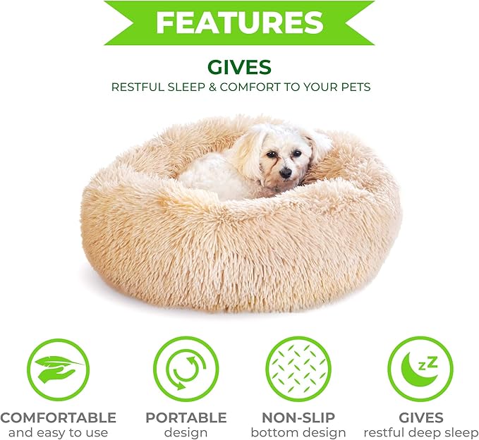 Whiskers & Friends Cat Bed, Cat Beds for Indoor Cats Washable, Small Dog Bed Calming Pet Bed, Cat Beds & Furniture, Large Cat Bed, Kitty Kitten Bed