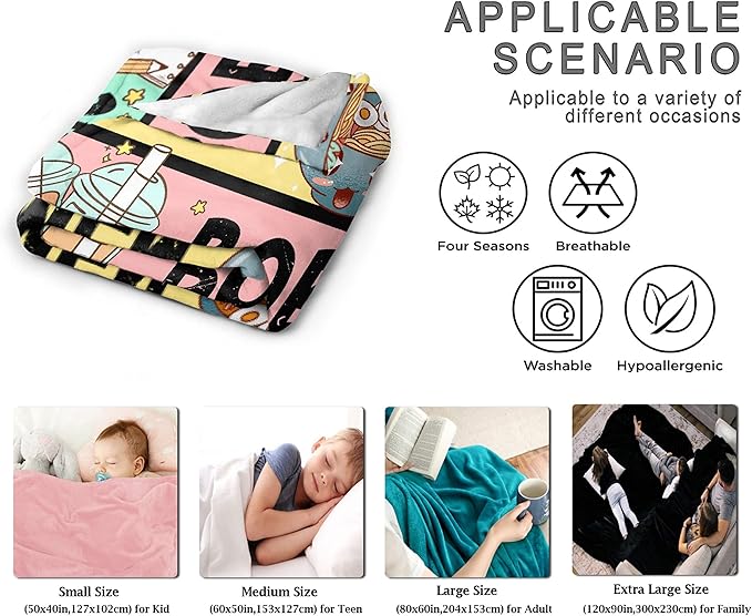 Anime Blanket Gifts for Girls Kawaii Anime Decor for Women Anime Ramen Boba Sketching Flannel Blanket Anime Lover Stuff, Luxurious Warm and Cozy for M 50X60 Inch for Teen/Travel