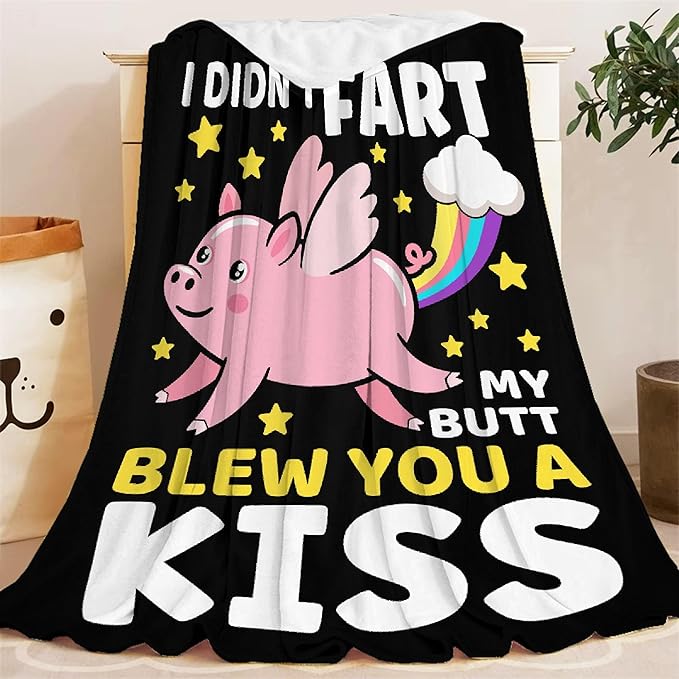 Funny Pig Blanket Gift for Girls Boys- 40x50 Inches Soft Flannel Throws Blankets Funny Gift for Teen Women Men Adult Cute Pig Lover Gifts for Birthday Christmas Halloween Bed Sofa Couch
