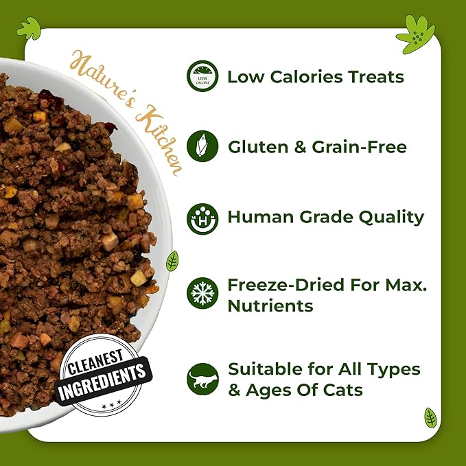 Nature's Kitchen Freeze Dried Cat Food - 100% Real Goat Meat | Grain-Free | Provides Omega3 & Iron | Maintains Healthy Bones | Healthy Cat Food | Single Source of Protein (8.82oz)