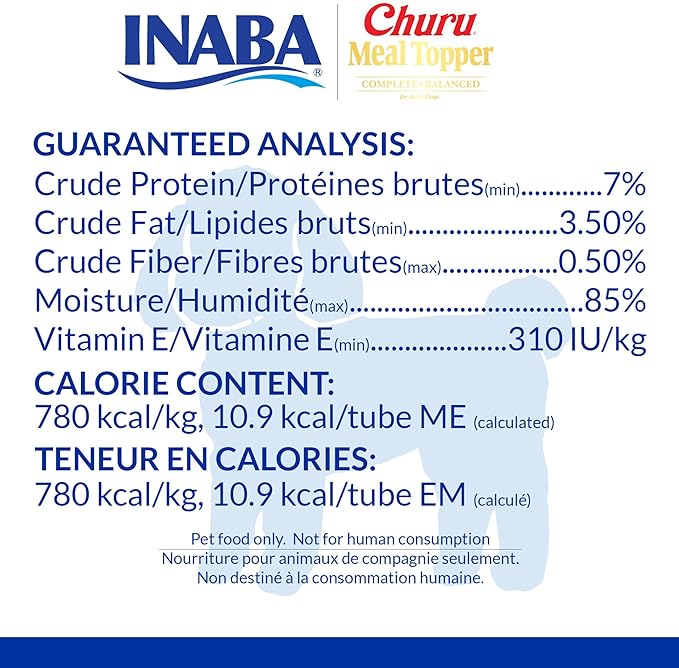 INABA Churu Meal Topper for Dogs, Complete & Balance, Creamy, Lickable Purée Dog Food Topper, 0.5 Ounce Tube, 24 Tubes (4 per Pack), Chicken with Pumkpin Recipe