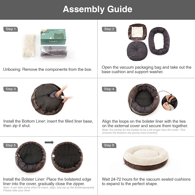 Love's cabin Round Donut Cat and Dog Cushion Bed, 30in Pet Bed for Medium or Large Dogs, Anti-Slip & Water-Resistant Bottom, Soft Durable Fabric Pet beds, Washable Calming Cat & Dog Bed Brown