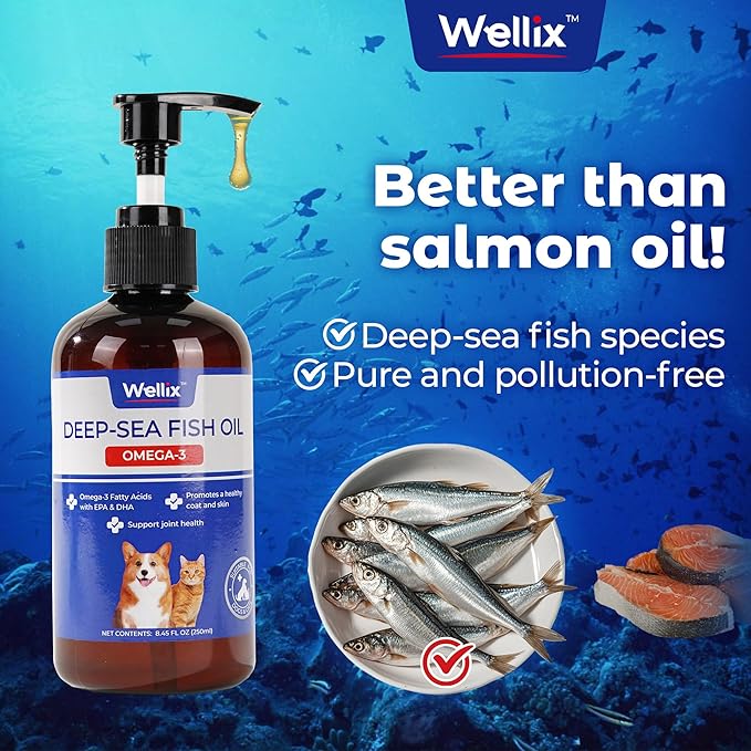 Omega 3 Fish Oil for Dogs, Better Than Salmon Oil for Dogs, Dog Fish Oil Supplement, Pet Skin and Coat Supplement, Promotes Heart, Joint & Immune Health, EPA & DHA