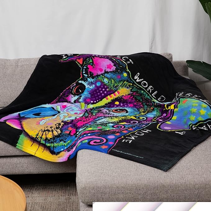 Dawhud Direct Colorful Dog Fleece Blanket for Bed, 50" x 60" Dean Russo II Dog Fleece Throw Blanket for Women, Men and Kids - Super Soft Plush Dog Blanket Throw