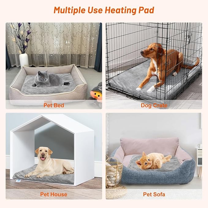 Dog Heating Pad, 9 Adjustable Temperature Pet Heating Pad, Electric Heating Blanket for Dogs, Heated Dog Pad Mat with Chew Resistant Cord for Puppy Cat Animal, 28"x18"