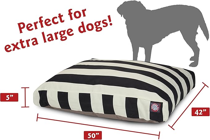 Majestic Pet Rectangle Large Dog Bed Washable – Non Slip Comfy Pet Bed – Dog Crate Bed with Removable Washable Cover – Dog Kennel Bed for Sleeping - Dog Bed X-Large Breed 50x42x5 Inch – Black