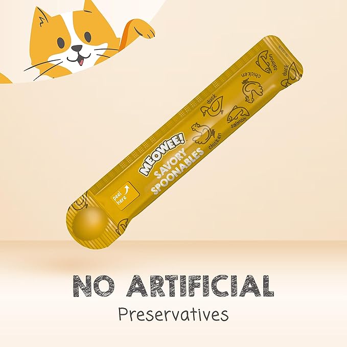 Savory Spoonables Variety Pack, 12 Count Tube, Triple Flavor Squeezable Lickable Wet Treats for Cats with Built-in Spoon for Less Mess