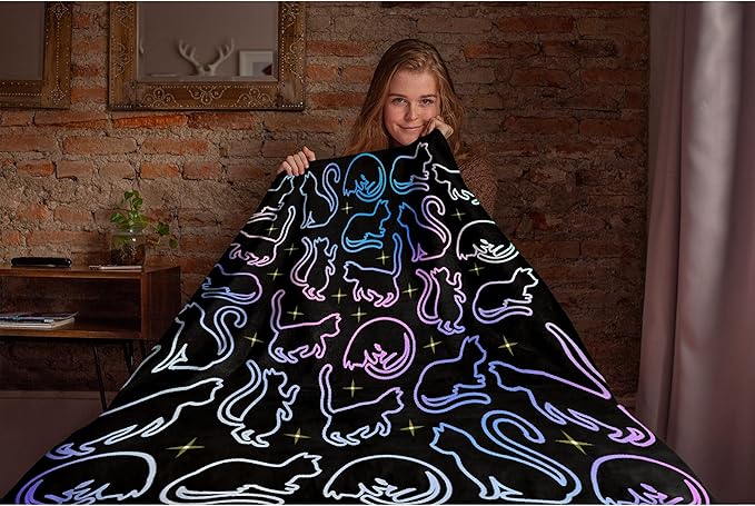 Star Colorful Cats Blanket Throw Super Soft and Cozy Blankets for Home Decoration, Couch, Bed, Sofa 50 in x 40 in Small for Kids for All Seasons