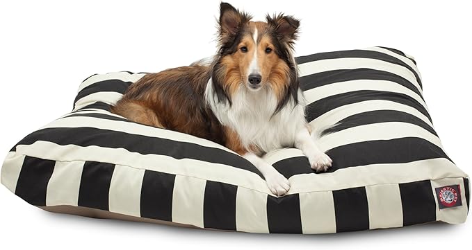 Majestic Pet Rectangle Large Dog Bed Washable – Non Slip Comfy Pet Bed – Dog Crate Bed with Removable Washable Cover – Dog Kennel Bed for Sleeping - Dog Bed Large Breed 44x36x5 Inch – Black