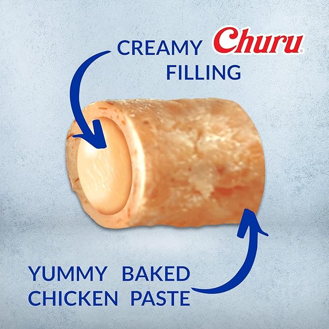 INABA Churu Bites for Cats, Soft Baked Chicken Churu Filled Cat Treats with Green Tea Extract, 0.35 Ounces Each Tube, 9 Tubes Total, Tuna with Scallop Recipe