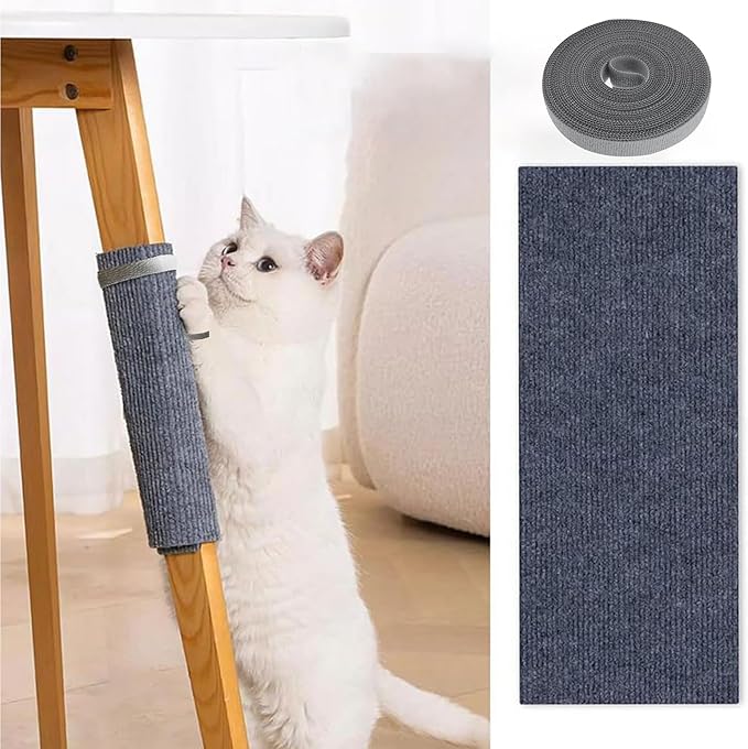 118”x15.8” Trimmable Cat Scratching Post Carpet Cover Cat Scratcher Mat Self-Adhesive Cat Tree Shelves Replacement Parts Mat Cat Scratcher Couch Furniture Protector for Indoor Cats (Black)