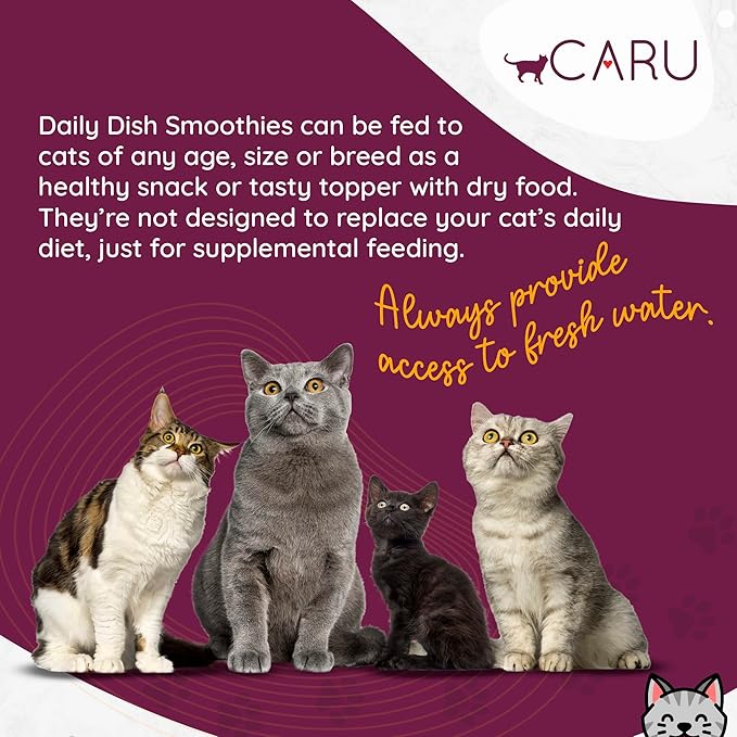 Caru - Daily Dish Smoothies - Lickable Tuna Cat Treat or Pet Food Topper - .5oz Tubes - 4 Tubes per Pack - 12 Pack