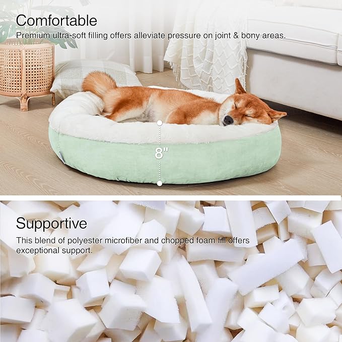 Love's cabin Round Donut Cat and Dog Cushion Bed, 30in Pet Bed for Medium or Large Dogs, Anti-Slip & Water-Resistant Bottom, Soft Durable Fabric Pet beds, Washable Calming Cat & Dog Bed Teal