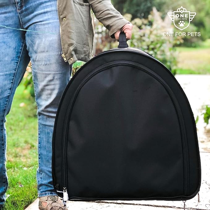 Portable 2-in-1 Double Pet Kennel/Shelter, Fabric, Black/Royal Blue 20"x20"x39" - Car Seat-Belt Fixture Included (Gray)