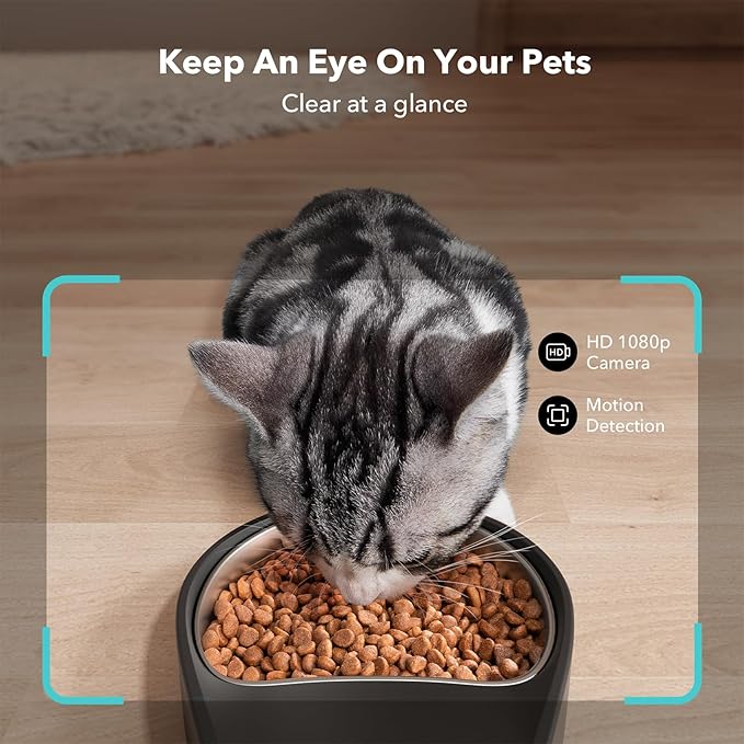 PETLIBRO Automatic Cat Feeder with Camera, 1080P HD Video with Night Vision, 5G WiFi Pet Feeder with 2-Way Audio, Low Food & Blockage Sensor, Motion & Sound Alerts for Cat & Dog Single Tray
